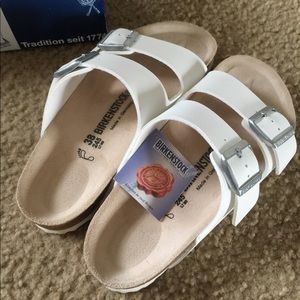 White Birkenstock sandals NEW